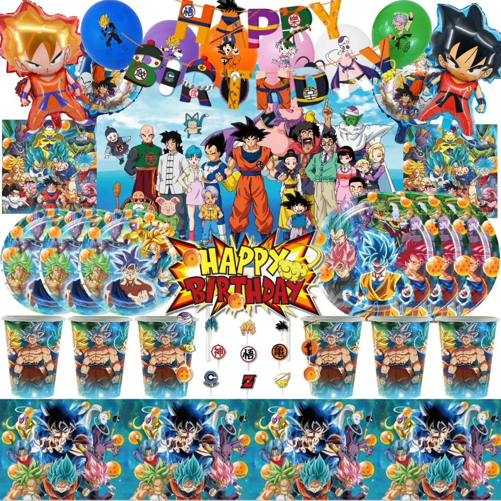 

Dragon Ball Theme Children's Birthday Party Decorative Cup Dining Cloth Table Cloth Balloon Baby Shower Anime Party Supplies