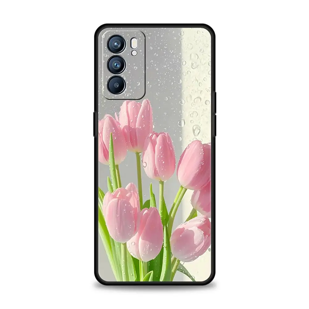 Pink Tulip Flower Love Heart Design Phone Case Cover