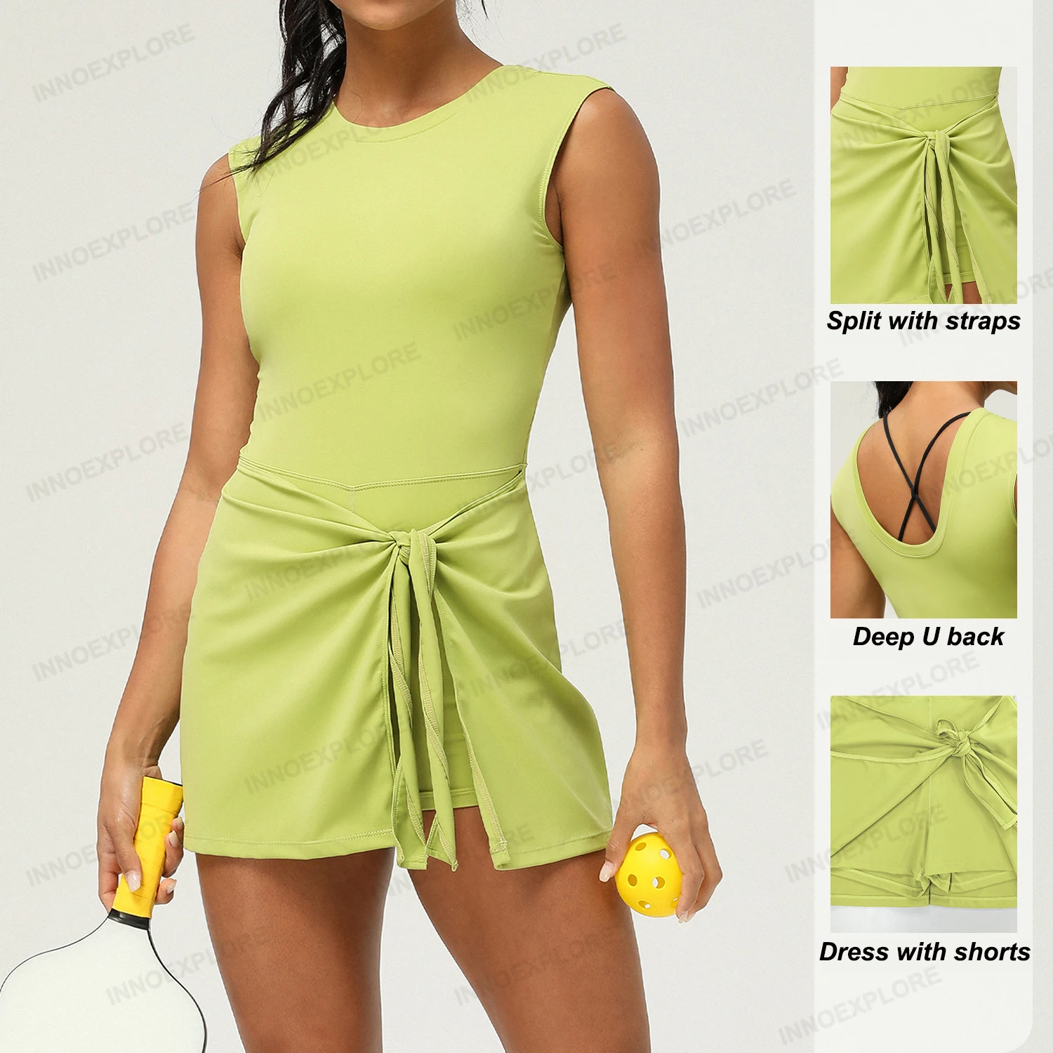 Women Tennis Dress Stretch Golf Wear One Piece Fitness Skirt Summer Short Golf Dress Sports Gym Frock Badminton Women Activewear
