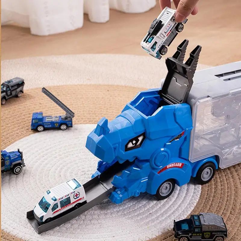 Dinosaur Transport Truck 6 Car Dinosaur Shape Toy Truck Transporter Mega Hauler Toy Fun KidsMotor Vehicle Playsets Interactive