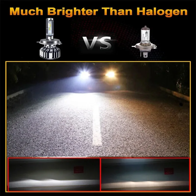 2개입 20000LM H4 LED 헤드라이트 전구, CANBUS 지원 H7 H11 H1 H3 H9 9005 9006 HB3 HB4 12V 자동차 및 안개등 교체용