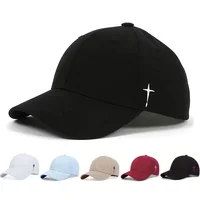 Unisex Simple Cross Embroidery Baseball Caps Spring and Autumn Outdoor Adjustable Casual Hats Sunscreen Hat