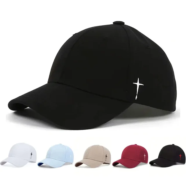 Unisex Simple Cross Embroidery Baseball Caps Spring and Autumn Outdoor Adjustable Casual Hats Sunscreen Hat