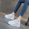 8.5cm Genuine Leather Women Autumn Hidden Heels Ladies Chunky Sneakers Thick Soled Spring Platform Wedge Summer Fashion Shoes 3