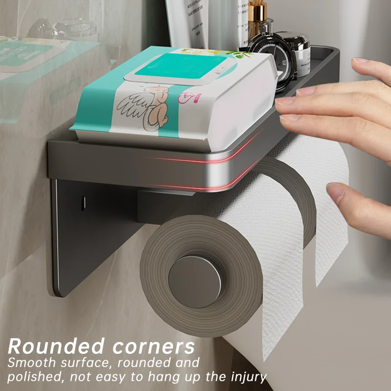 Toilet Paper Holder Aluminum Alloy Toilet Paper Holder Kitchen Towel Placement Of Seasoning Bottles Holder Bathroom Wall Roll Of Paper Storage