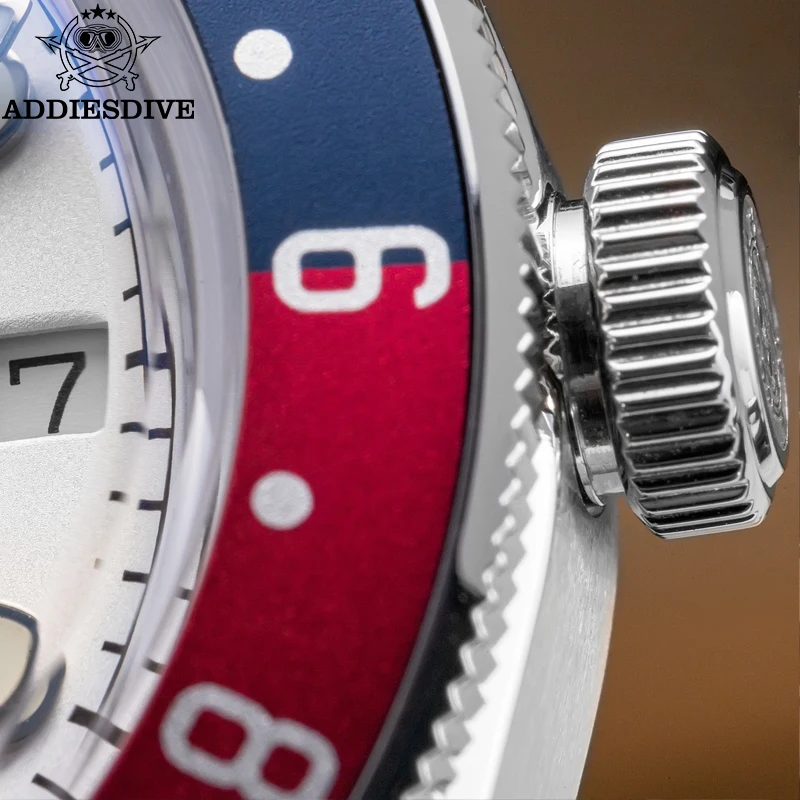 ADDIESDIVE AD2044 Men's Luxury Watch GMT Stainless Steel Quartz Watch 20ATM Dive Bubble Mirror Glass Luminous Relogio Masculino