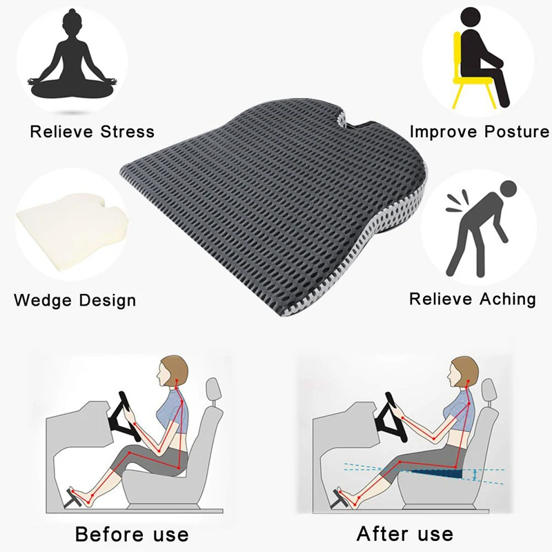 Cuscino Lombare Per Sedia Ufficio In Memory Foam - Supporto Schiena Regolabile Con Cuscinetto A Sporgenza, Antidolorifico