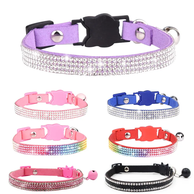 Shiny Rhinestone Pet Collar Super Slim Soft Comfort Kitty Decoration