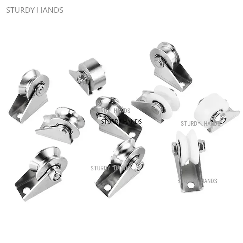 1pc Stainless Steel Rail Wheel Bearing U/ V/ H Type Fixed Pulley Sliding Door Pulley Lifting Wire Rope Steel Roller Hardware Tool sliding door roller sliding door pulley roller bearing