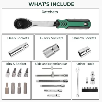 72 Teeth 151/216PCS Professional Auto Repair Tool Set, Home Hardware Hand Tool Set, Auto Repair Set Tool Box Best Gift for Fathe 6