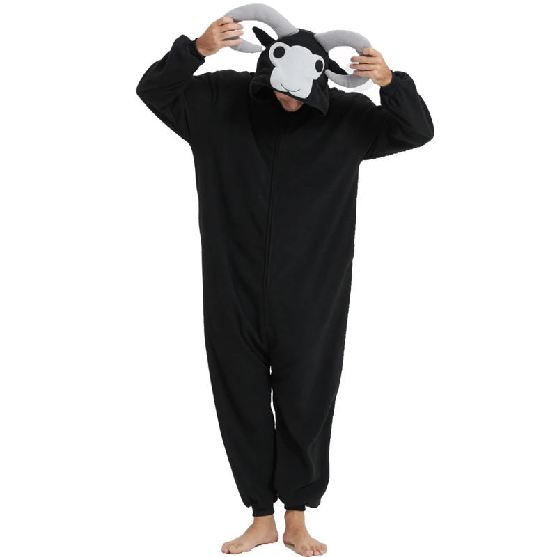 Wild Sheep unisex animal cosplay game costume kigurumi men one piece pajamas halloween christmas party hooded cartoon pajamas