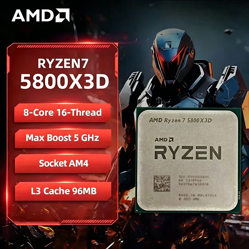 AMD R7 5800X3D 라이젠 7 게이밍 프로세서 새로운 라이젠 5000 시리즈 5GHz 8코어 16스레드 CPU 프로세서 DDR4 96MB 105W 루즈 파이