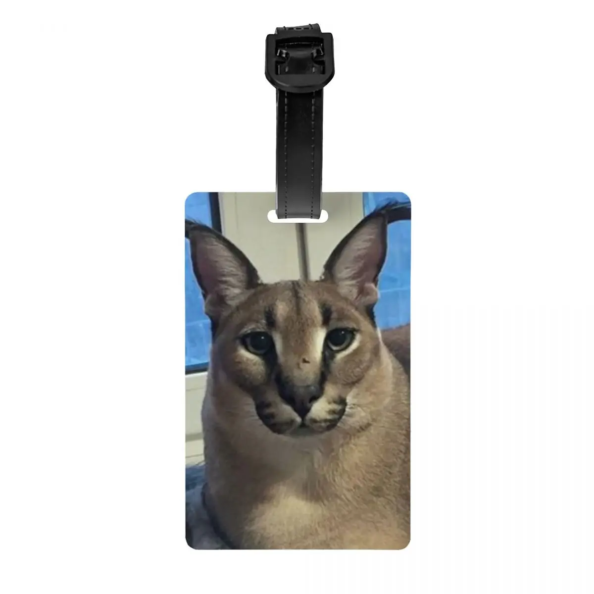 

Custom Big Floppa Funny Meme Luggage Tag Privacy Protection Caracal Cat Baggage Tags Travel Bag Labels Suitcase