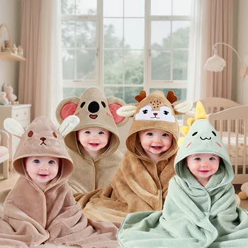 Multifunctional Baby Bath Towel with Animal Design, Baby Bath Towel, Animal-Shaped Baby Blanket, Absorbent, Quick-Drying, Soft and Skin-Friendly, Suitable for Bathing and Swimming for Children Aged 0-3, Baby Holiday Gift 1