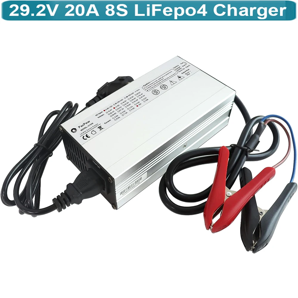 

29.2V 20A LiFePO4 Lithium Battery Charger,Fast Charging AC-DC Battery Charger, Fit for 24V 8s 10A Lithium Iron Phosphate Battery