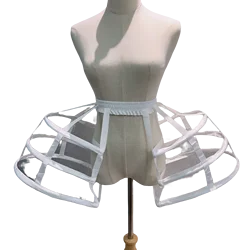 White Pannier Petticoat Women Victorian Bustle 3-Hoop Hollow Cages Skirt Cosplay Lolita Underskirt Crinoline