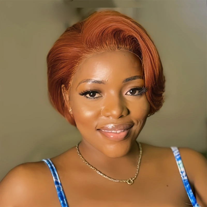 Pixie Short Bob Human Hair Wigs 13*4*1 Lace Front For Women human hair lace frontal
