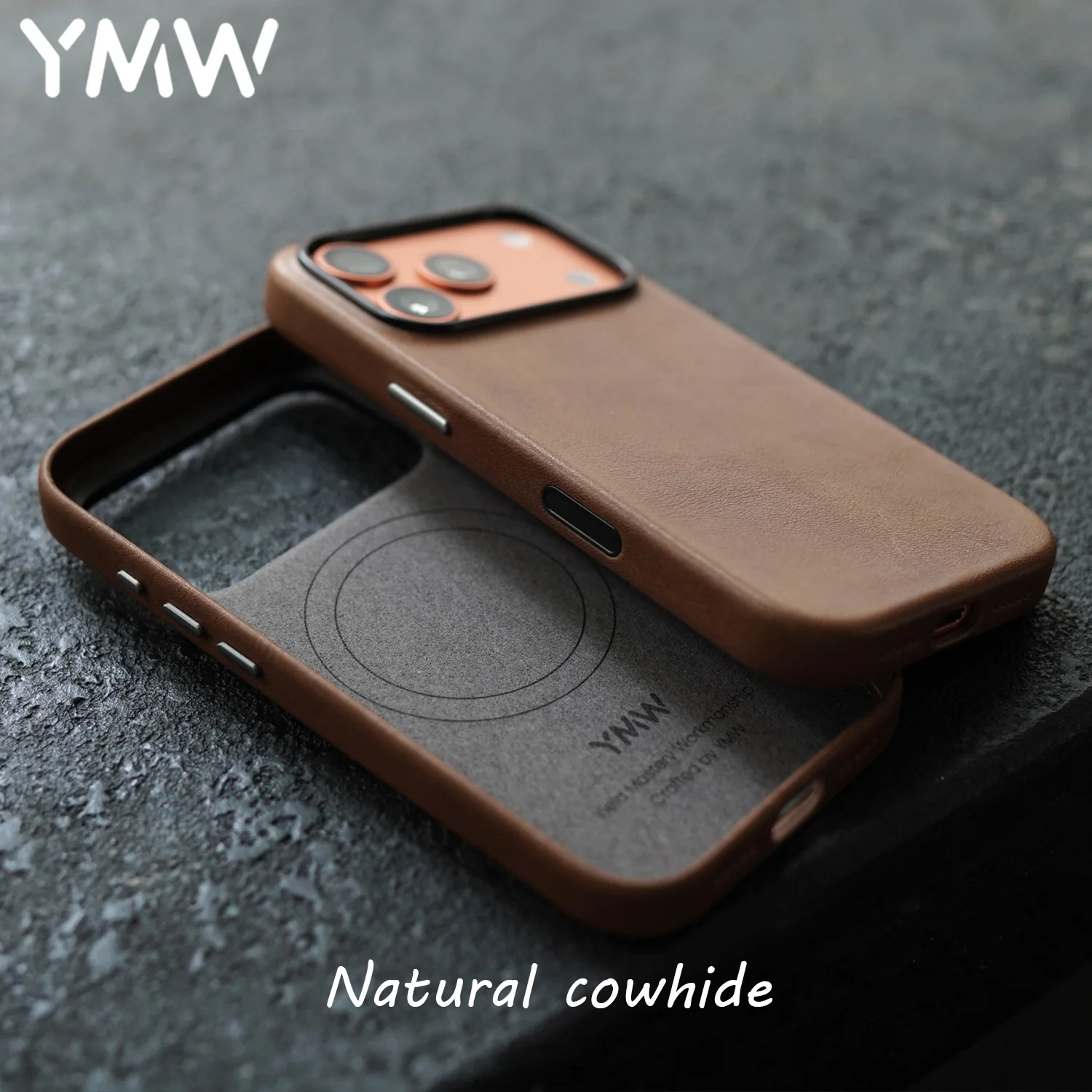 YMW Magnetic Genuine Leather Case for iPhone 17 16 Pro Max 15 14