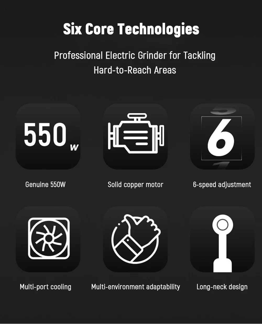 Mini 90° Right Angle Grinder 550W Electric Handheld Die Grinder for Tile Cutting