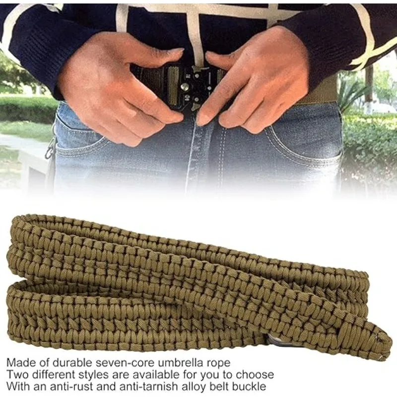 Tactical Paracord Waist Belt Hand Knitting Men Women Outdoor Camping Hunting Hiking Utility Waistband 1.2m Emergency Rope paracord rope outdoor accessories