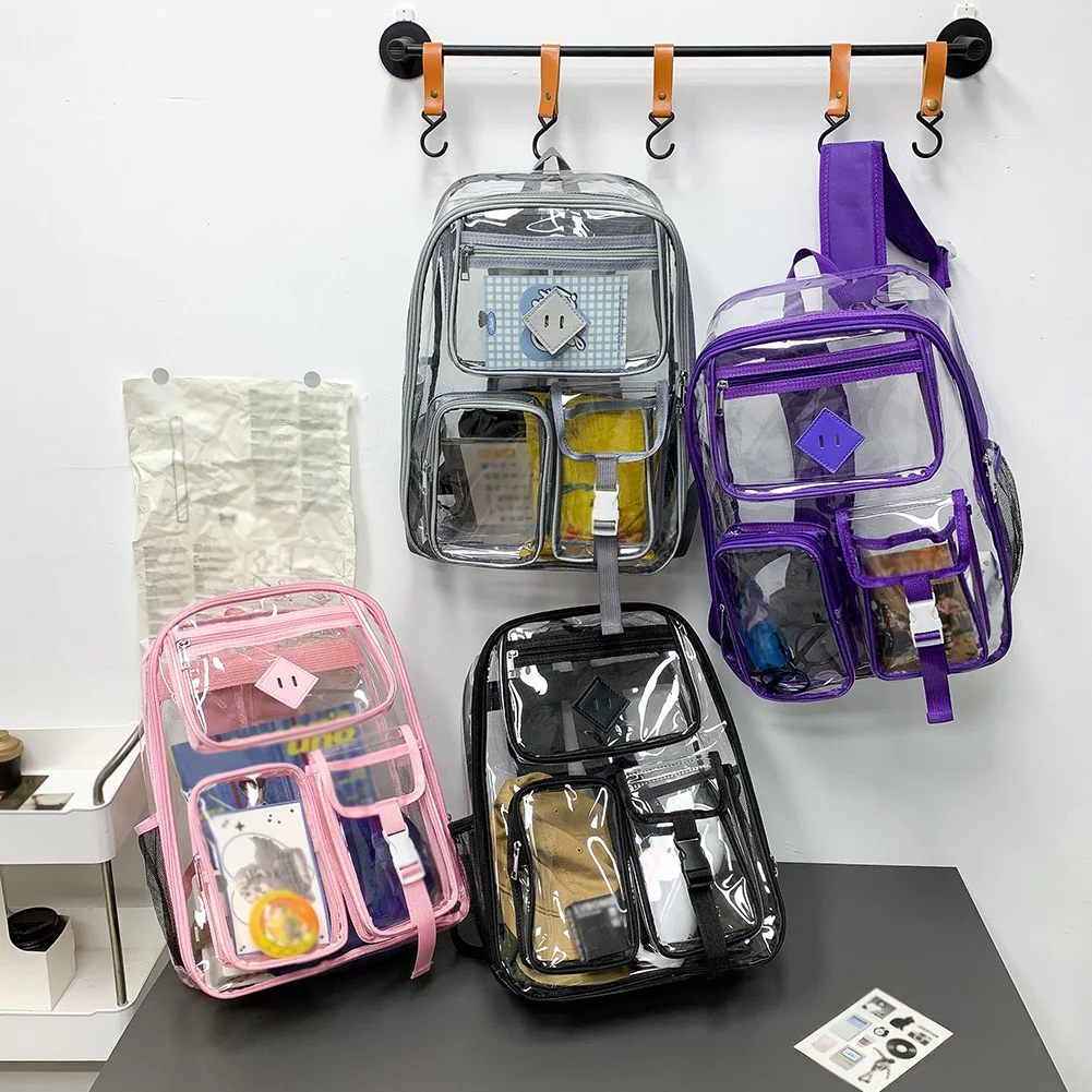 Clear Backpack for School Heavy Duty PVC Transparent Bookbag School Bag for Girls Teens Stadium Approved See Through Backpack 5