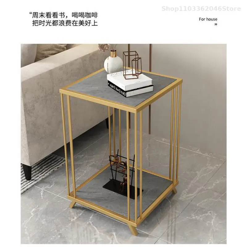 Balcony Tea Car Mobile Living Room Sofa Side Cabinet Household Tea Cabinet Rock Plate Light Luxury Water Boasting Small