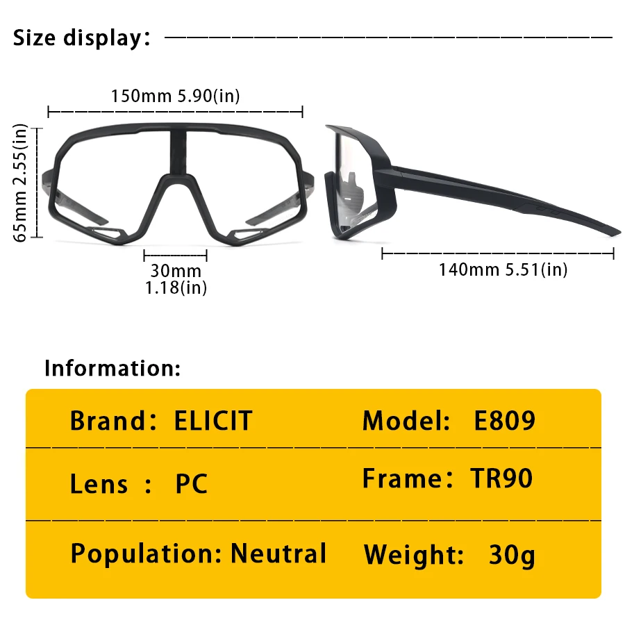 ELICIT Auto Tint Bike Sunglasses for Men Women MTB Cycling Climbing Outdoor Sports UV400 6