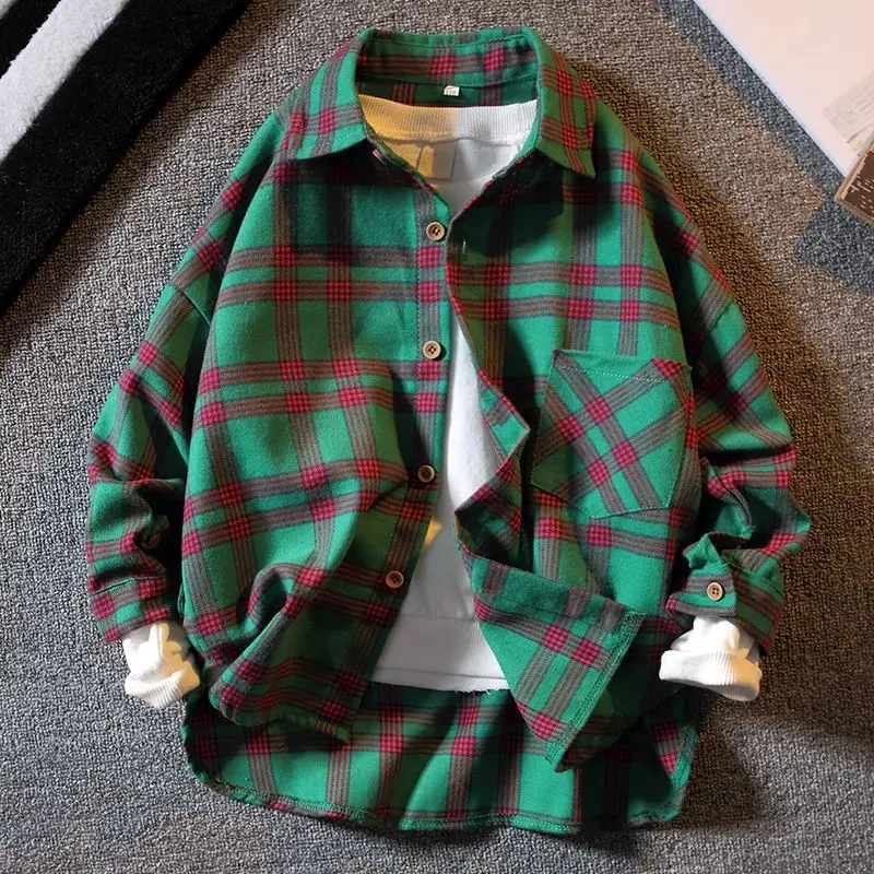 

Children's Clothing Boys' Shirt 2023 Autumn Fashionable Long Sleeve Shirt Plaid Spring and Autumn Boys' Brushed Shirt