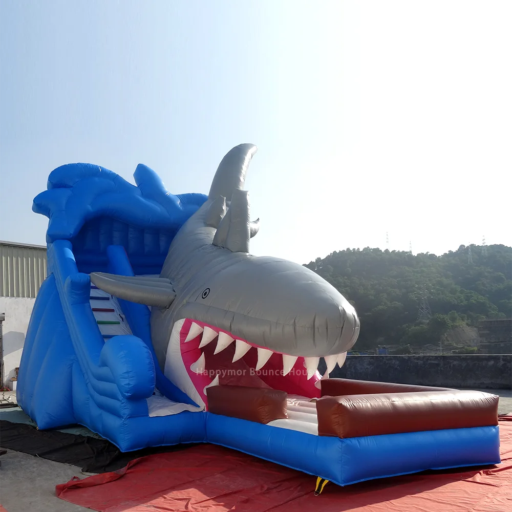 

Commercial Shark Bounce House With Slide Combo For Kids Bouncing Castle Outdoor For Party Dry Slide Bouncer With Pool