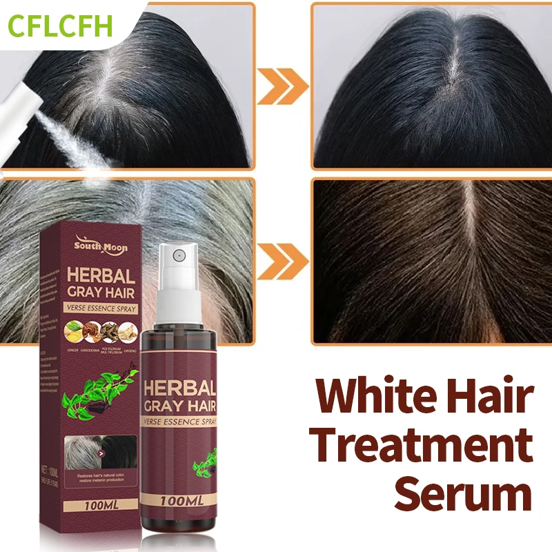 

Hair Darkening Spray Gray White Hairs Blacken Treatment Serum Reduce White Hair Nourish Damage Scalp Anti Loss Hair Herbal Care