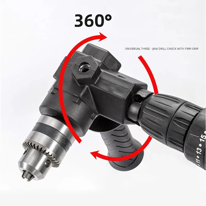 Portable 90° Three Jaw Chuck Corner Impact Drill Adapter Right Angle