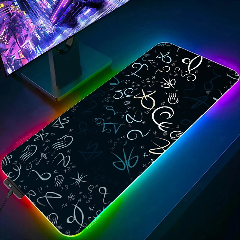 

Sci-Fi symbols large game player mouse pad RGB rubber non-slip game accessories HD printing office computer mouse mat desk pad