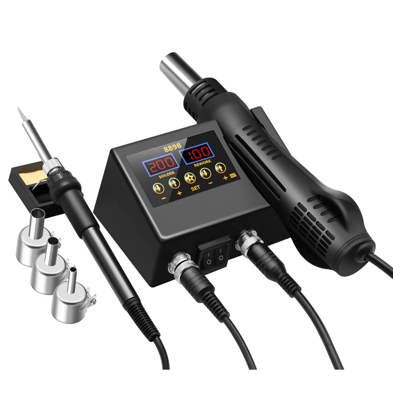 8898 2 in 1 Soldering Station Digital Display Hot Air Gun Welding Rework For Cell-Phone BGA SMD PCB IC Repair Solder Iron Tools 5