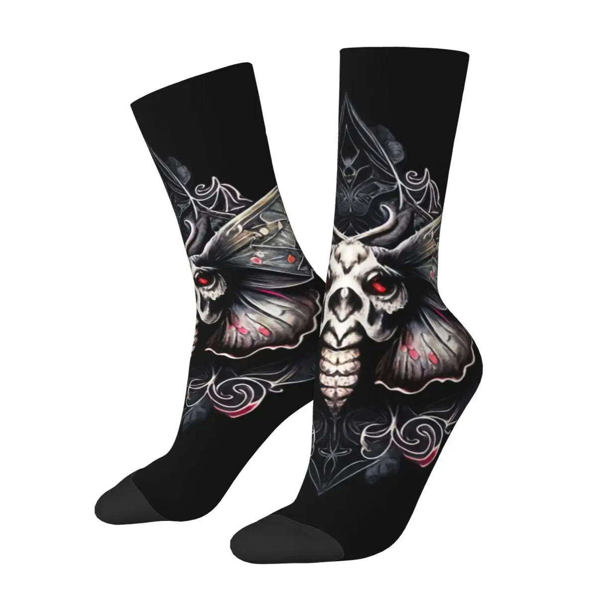 

Funny Happy Men's Compression Socks Death Moth Retro Harajuku Dead Silence Hip Hop Novelty Casual Crew Crazy Sock Gift Printed