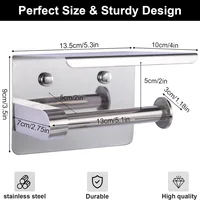 Toilet Paper Holder Wall Mount, Fits Mega Rolls Size  Toilet Paper Holder with Shelf,  Premium Rustproof Stainless Steel,Silver 2