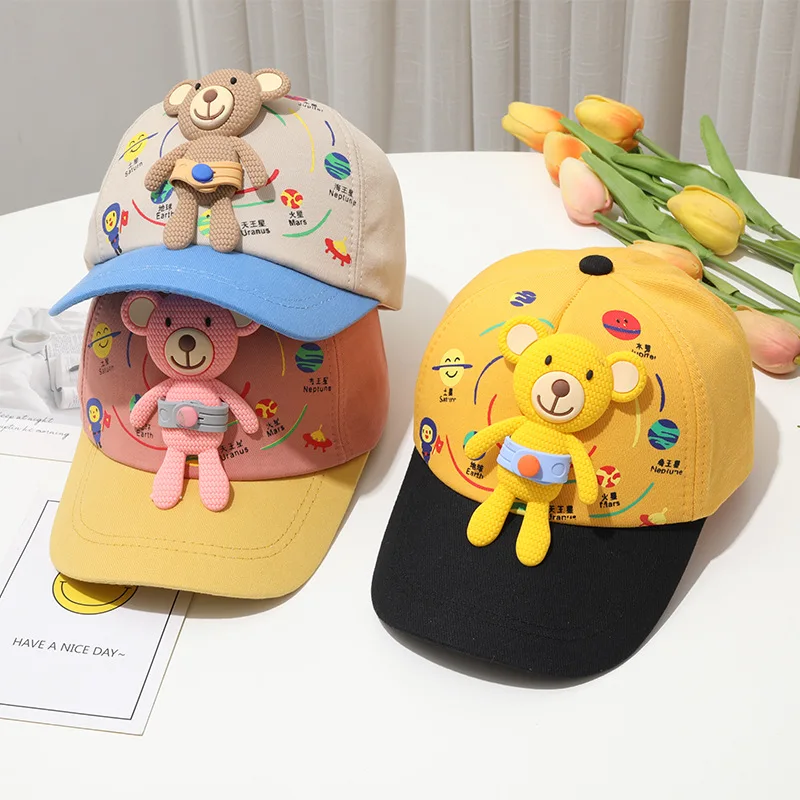 

Baby Hat Spring Summer Children's Hats Boys Girls Cartoon Bear Removable Cap Baby Shade Baseball Cap for Newborn Baby Peaked Cap