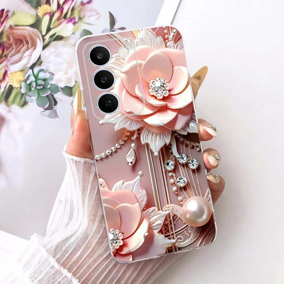 Floral Bow Bumper Soft Silicone Clear Phone Case Cover