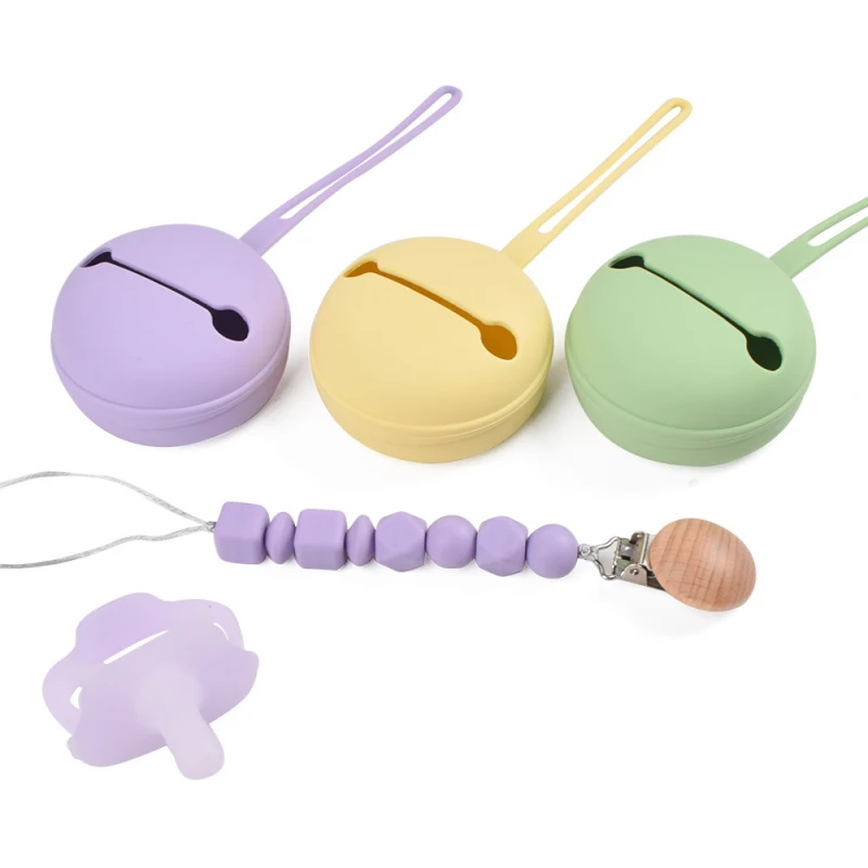 Pacifier clip silicone pacifier box newborn portable soother container box nipple storage baby teething toy chew gift