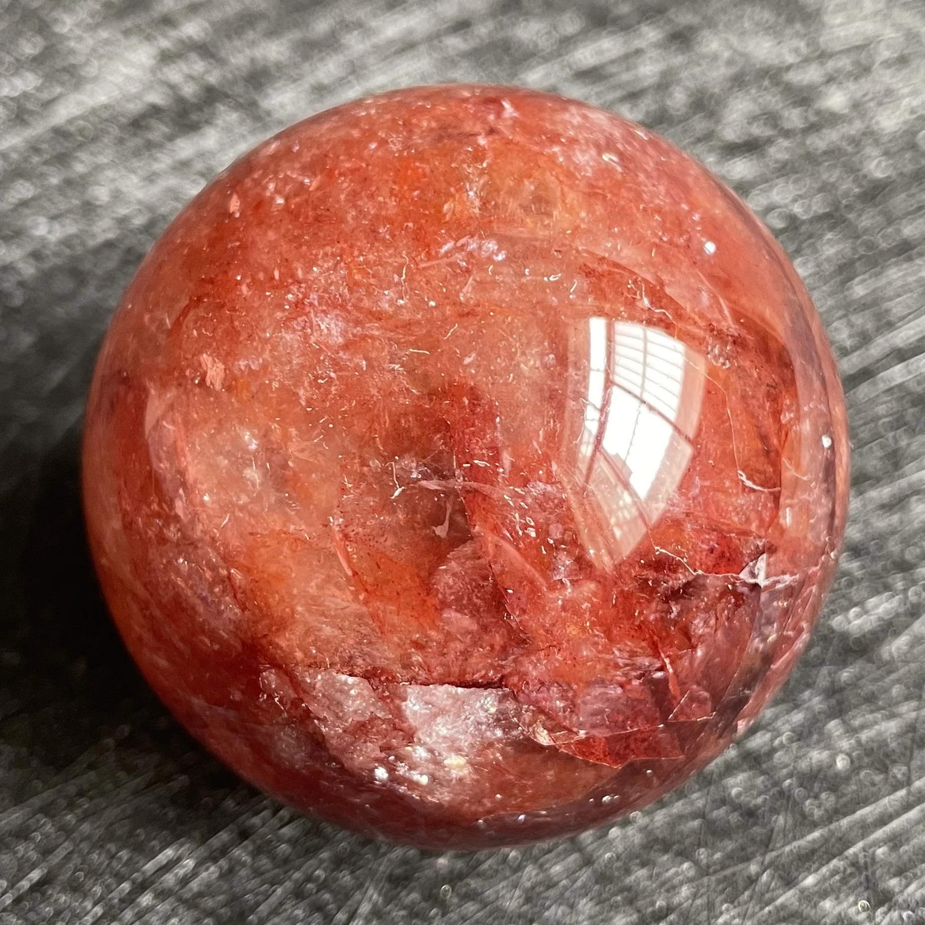 

207g Natural Stone Fire Quartz Crystal Ball Rainbow Sphere Polished Rock Reiki Healing B19