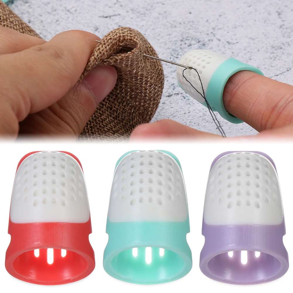 1Pc Nordic Style Half-open Finger Cot Thimble Silicone Pin Protector Bi-material Stitching Long Nails Sewing Accessories |