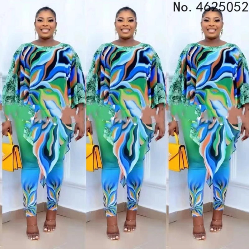 2 Piece Set Africa Clothes African Dashiki New Dashiki Fashion Suit (Top And Trousers) Super Elastic Party Plus Size For Lady african fashion designers