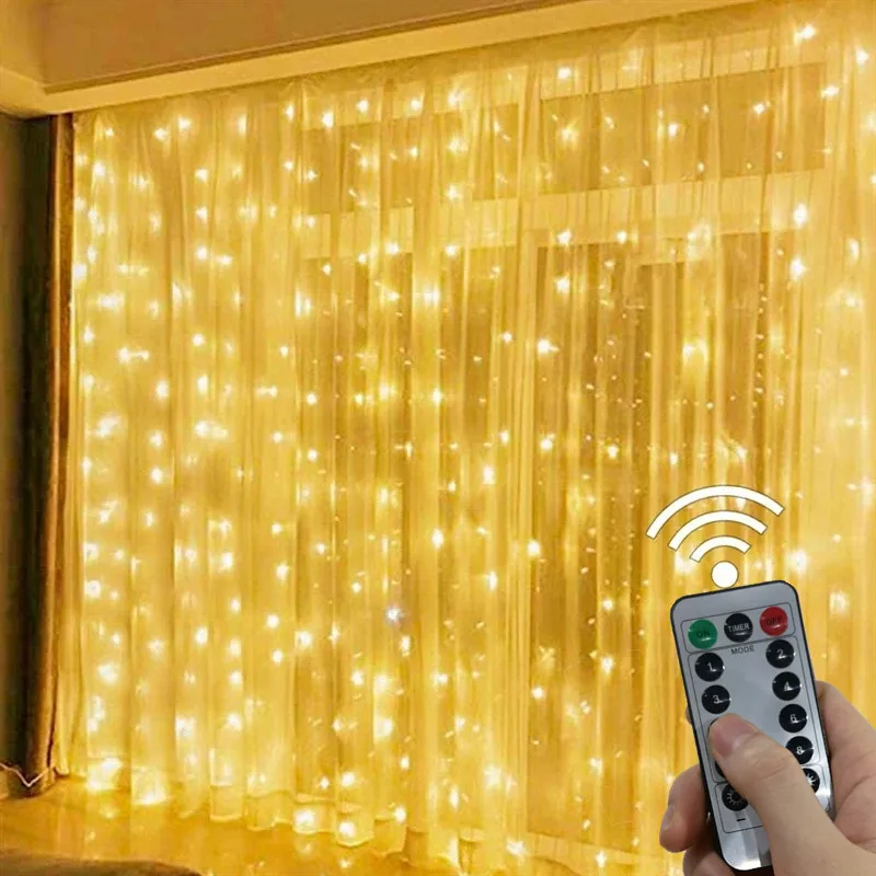 

3M LED Curtain Garland Fairy Lights Festoon with Remote New Year Garland Christmas Decoration Party Wedding Decoration