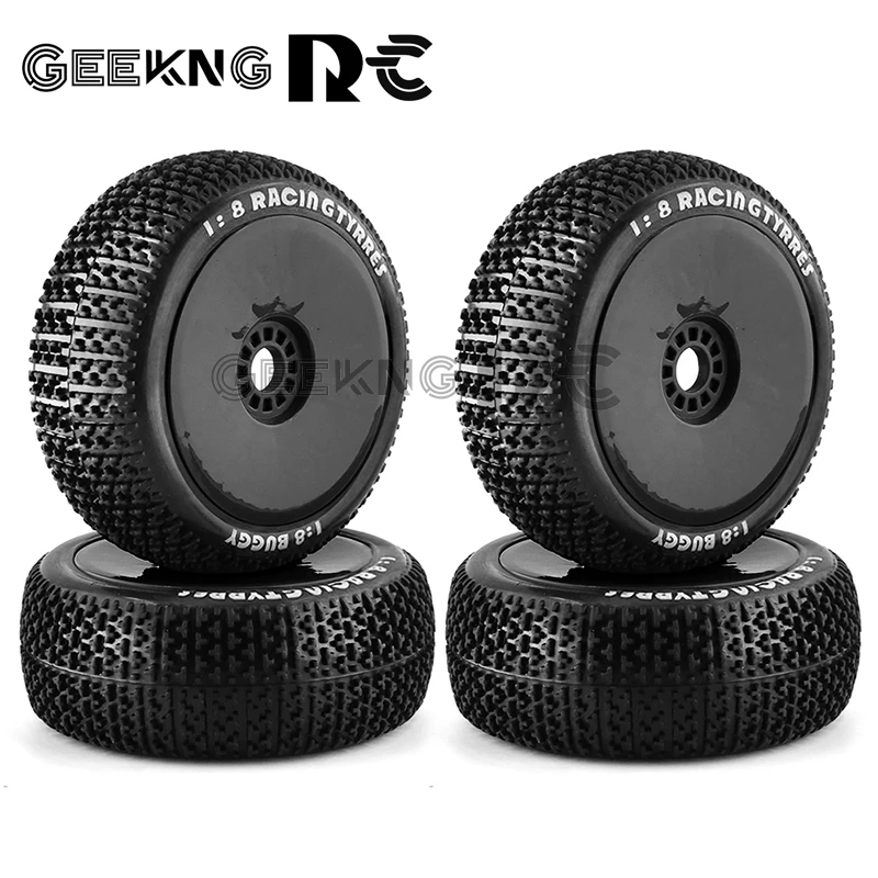 REhobby 4PCS 1/8 Scale RC Paddle Tires & Wheels - 4.92 Inch For Sand/Snow, 17mm Hex