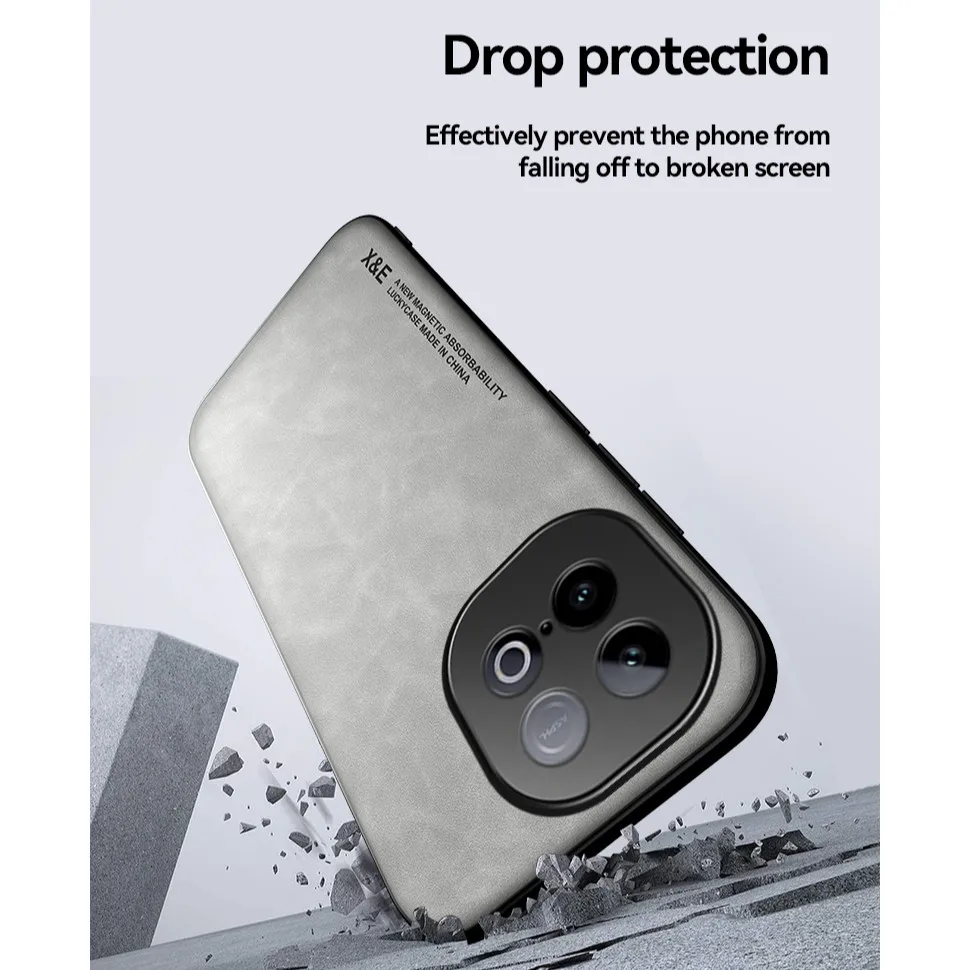 Vintage Durable PU Leather Magnetic Phone Case with Lens Protection for iQOO Z10 Turbo Series