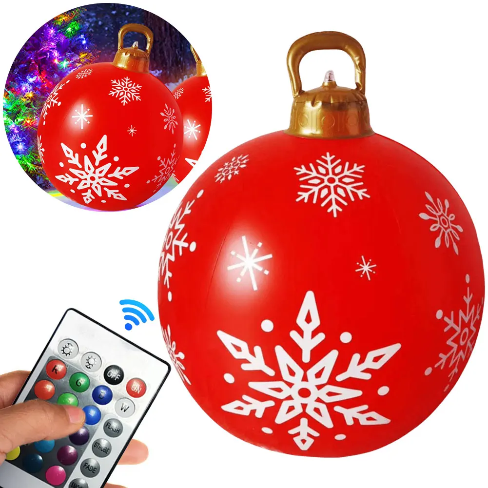 Giant Inflatable Christmas Balls PVC Giant Inflatable Christmas Balls Light Holiday Party Indoor Outdoor Decor 24 Inch