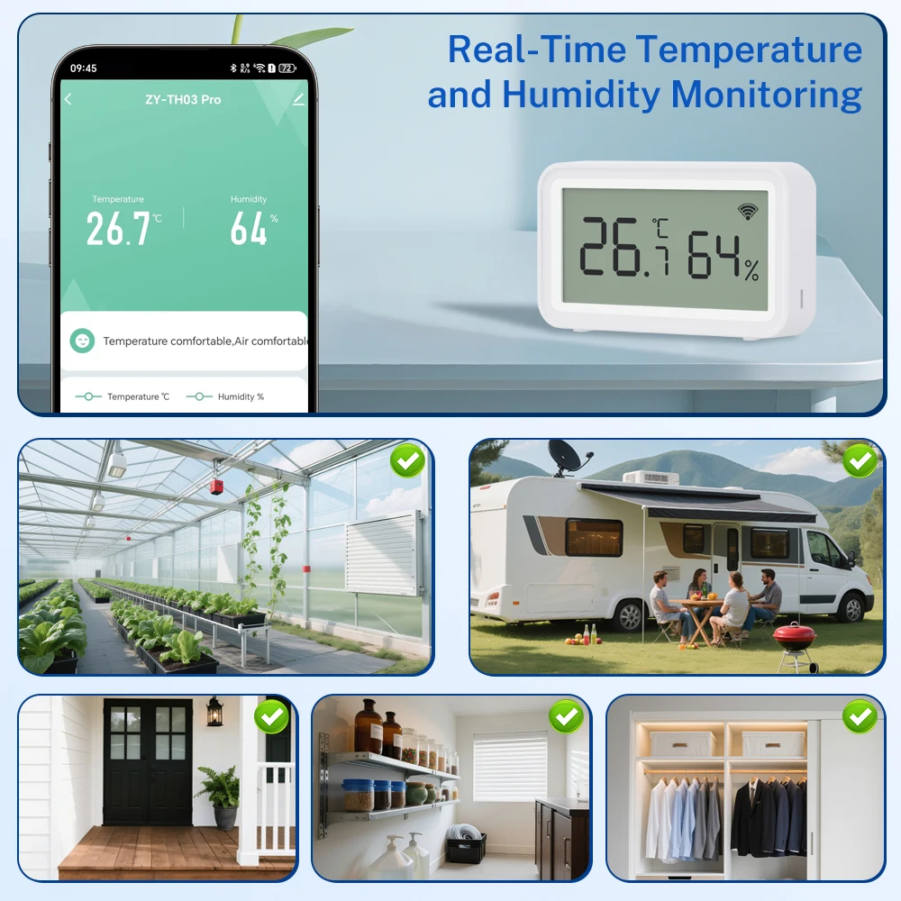 Tuya Smart Zigbee WiFi termómetro higrómetro crear enlace inteligente hogar inteligente Sensor de temperatura y humedad 
