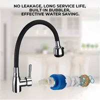 Modern 304 stainless steel kitchen faucet with silicone hose - adjustable, ceramic valve core, no electricity required. 3