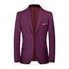 Single West Spring and Autumn New Business Fashion Suit Korean Version Slim Men's High-end Solid Color Trend Coat   Polyester 3