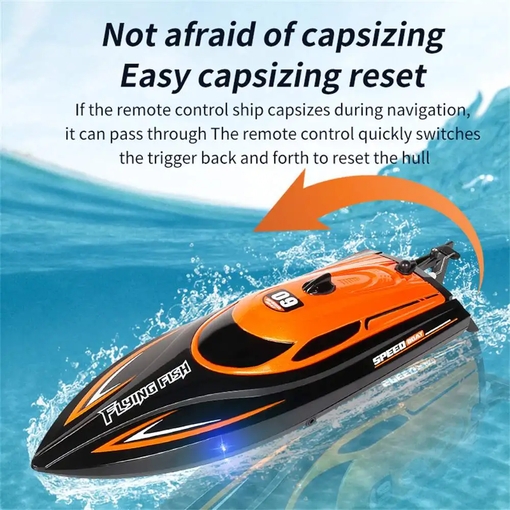 2.4G 4CH RC Boat Waterproof 25km/H High Speed Electric Racing Speedboat with LED Light Outdoor Lakes Pools Toys for Boys Kids remote control boat