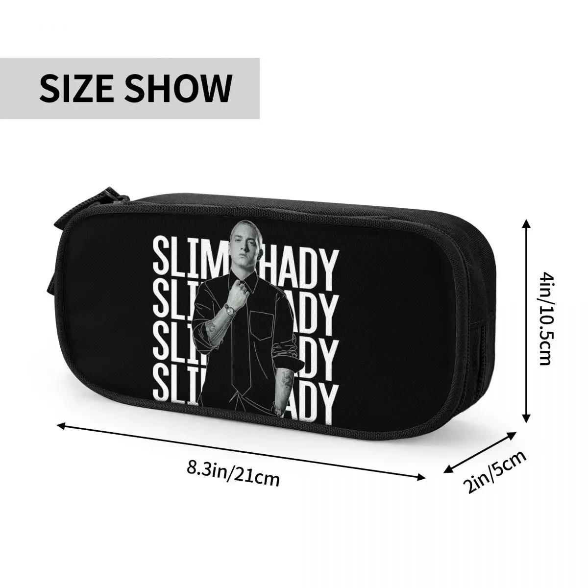 Eminem Slim Shady Music Rap Pencil Cases Large Storage Pen Bags Pen Box Pencil Pouch For Boys Girls Students School Office